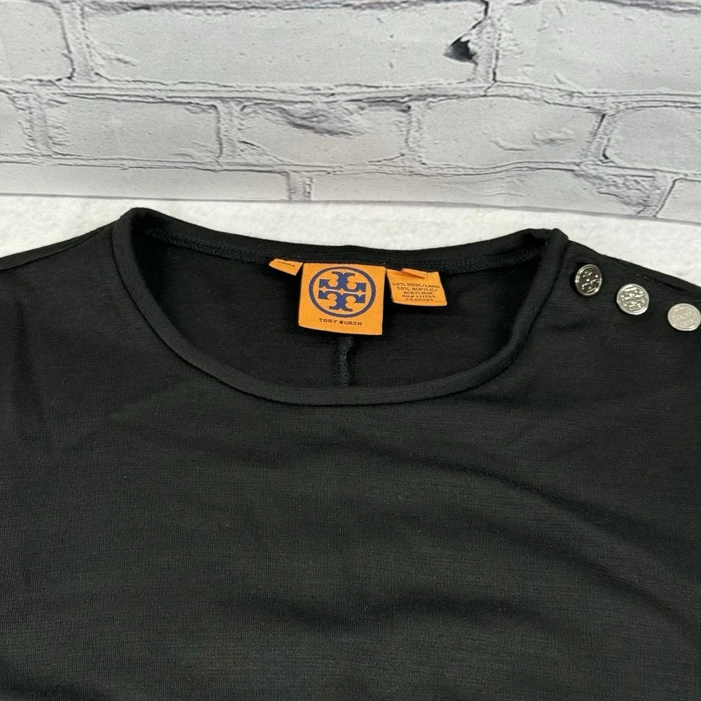 Tory Burch Black Wool Blend Sheath Dress Womens Size 4 Belted Career Office